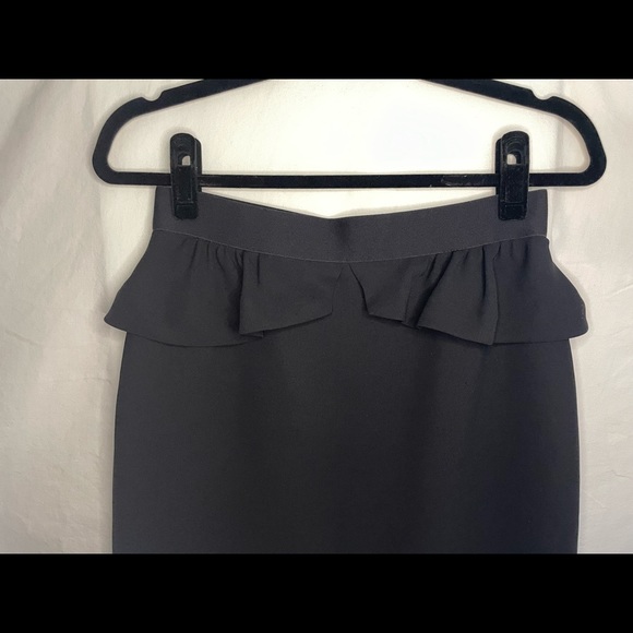 Sandro Black Ruffle Knee Length Pencil Skirt S / 2 - Picture 2 of 7
